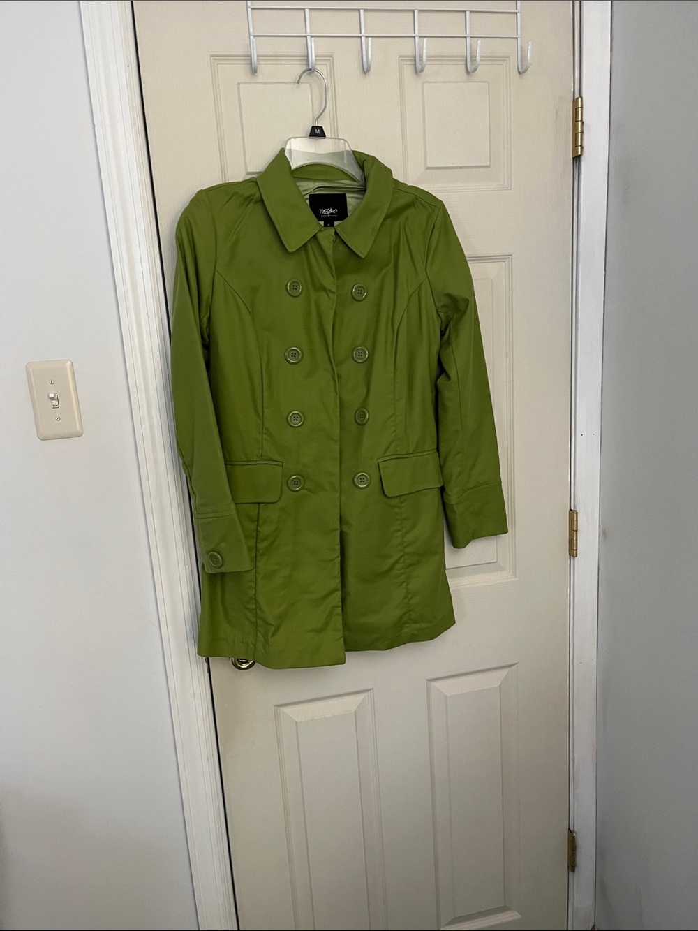 Style & Co. Green Double-Breasted Trench Coat